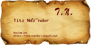 Titz Nándor névjegykártya